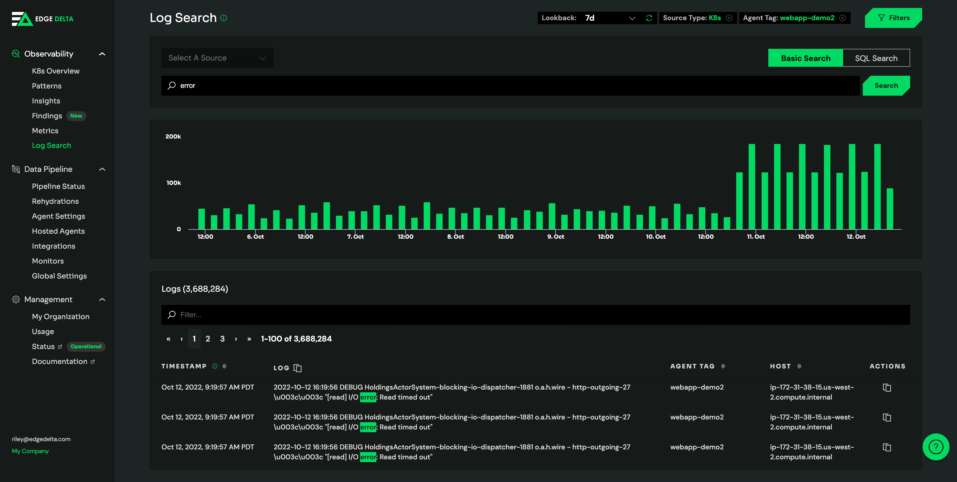 screenshot of Edge Delta